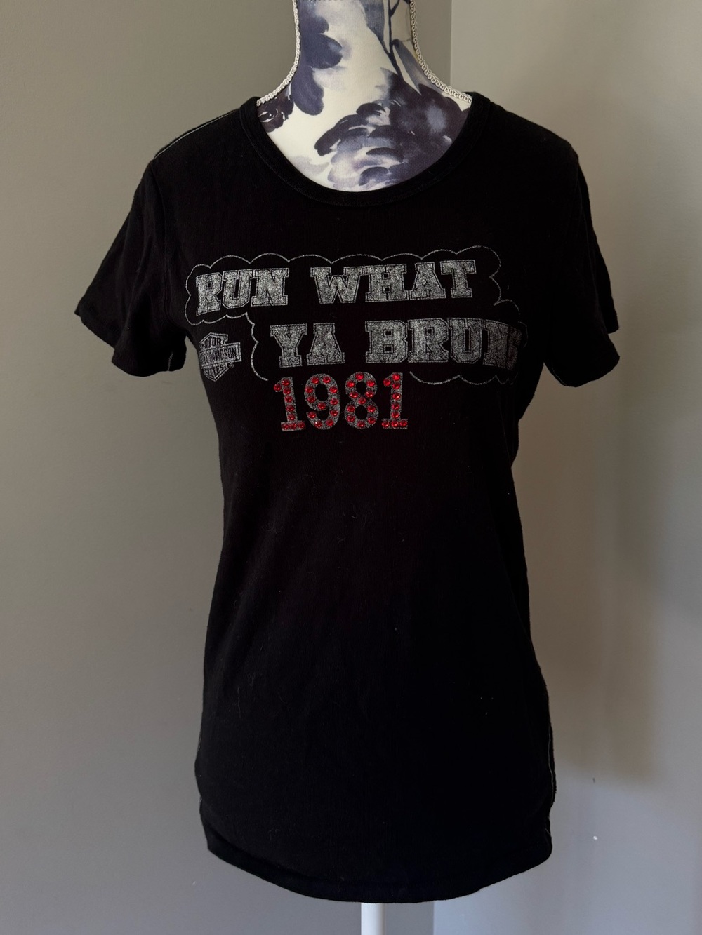 Limited Edition Harley Davidson x Trunk Ltd Run What Ya Brung Rhinestone Tee